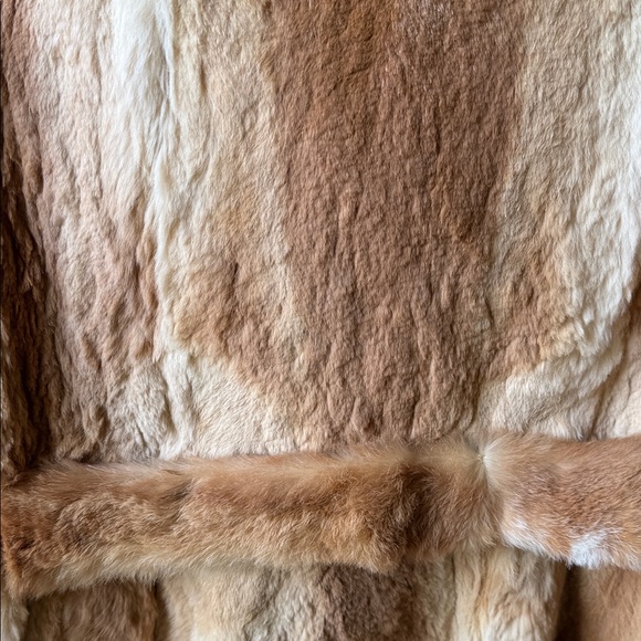 Rabbit Fur Coat Vintage Fur Mob Wife Belted Jacket S/M - Picture 15 of 15